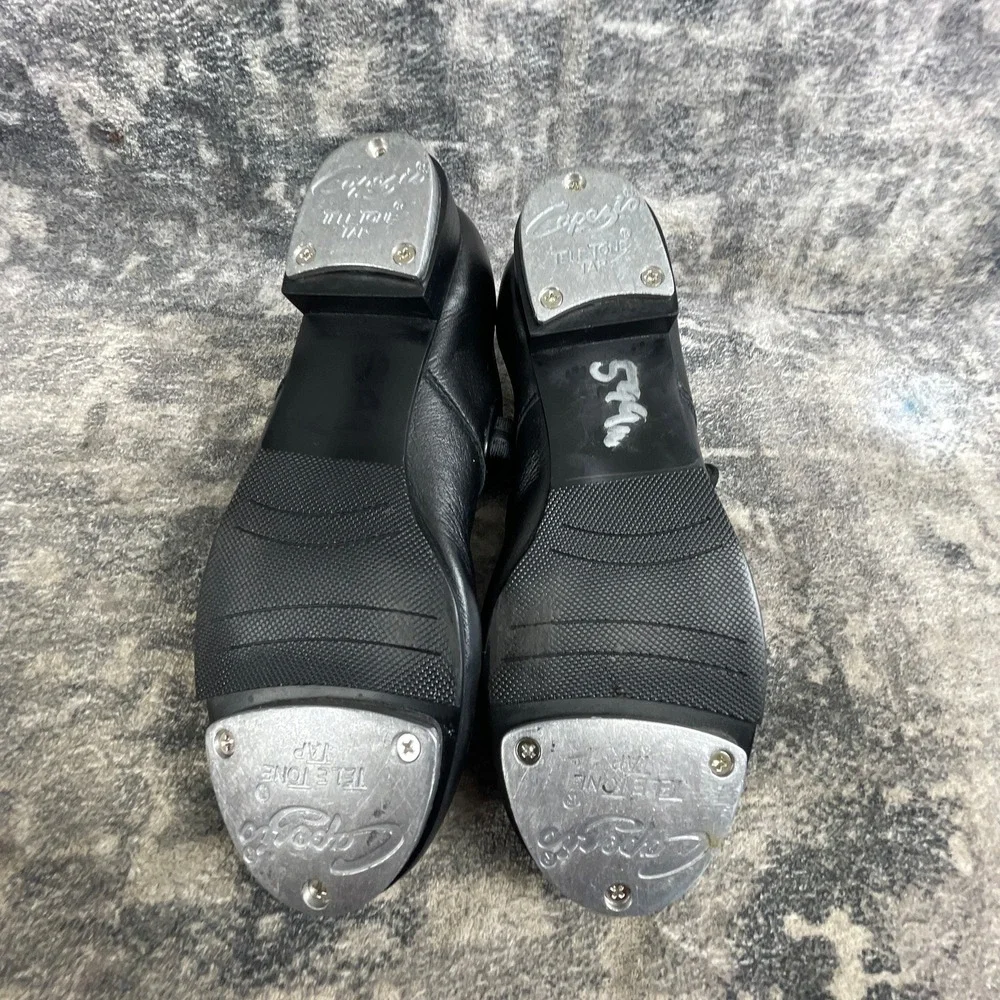 Capezio Mary Jane Tele Tone Tap Shoes Youth 13.5 Black Leather Buckle